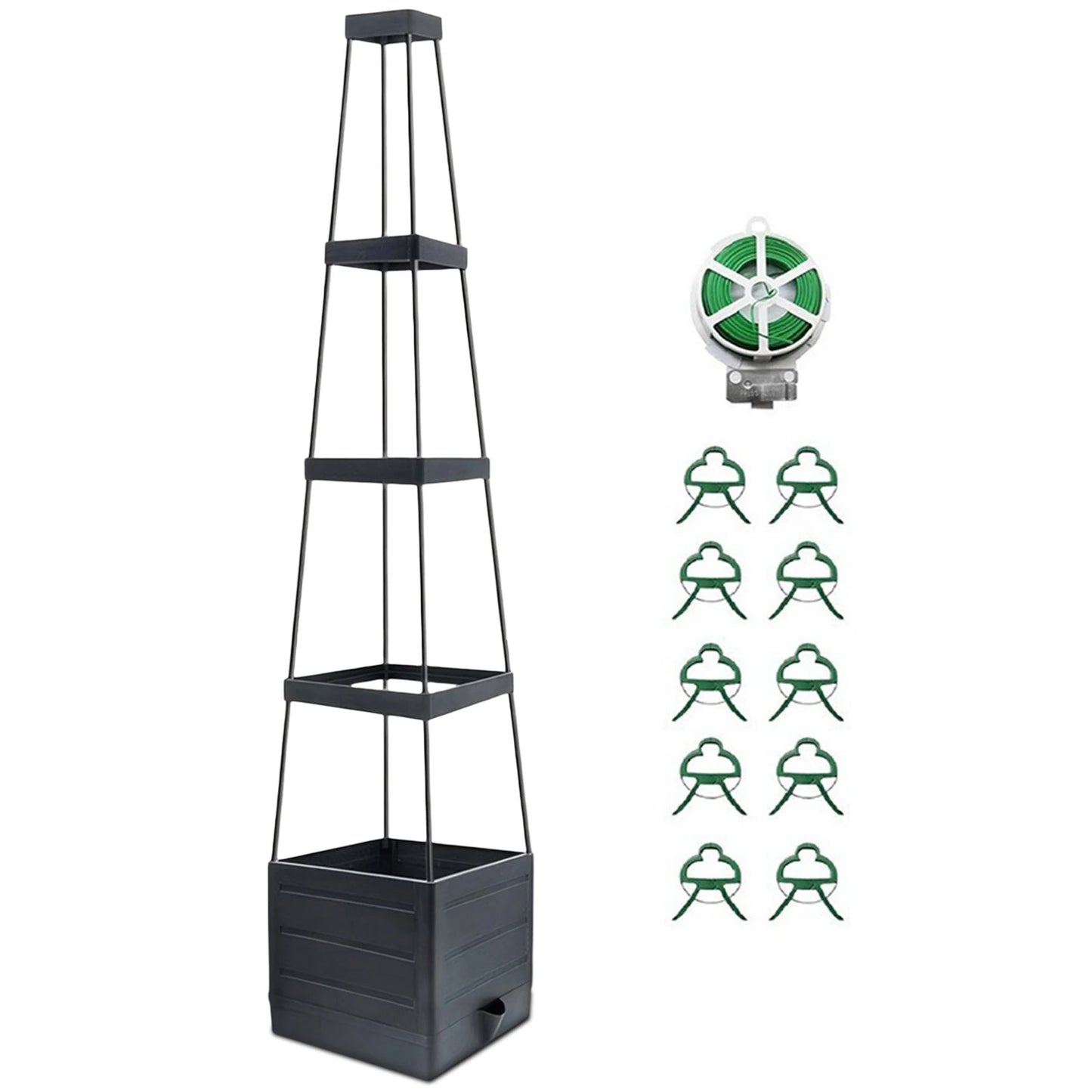 11in Tomato Tower Self-Watering Planter with Trellis Peaceful Pleasures Health and Wellness