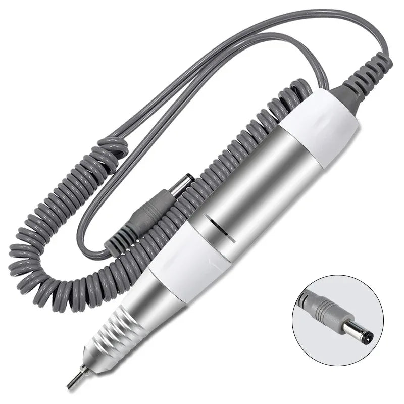 Electric Nail Drill Pen Handle, Manicure Pedicure File Polish Grind Machine Handpiece with DC & 3-PIN Plug Accessories Peaceful Pleasures Health and Wellness DC-White