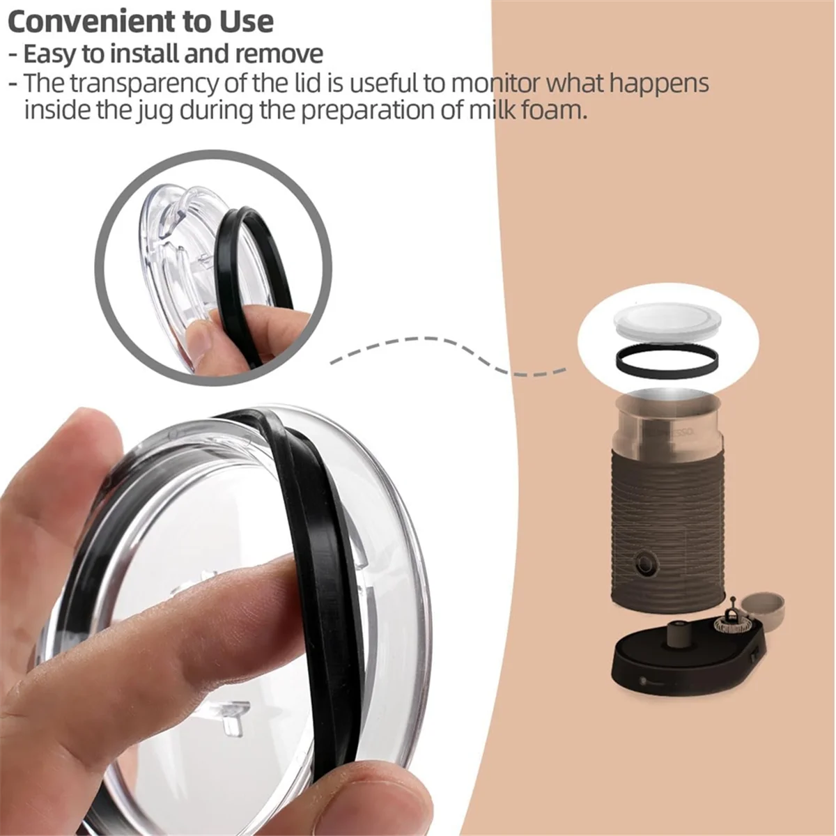 Durable Milk Frother Lid Cover & Seal Replacement Parts for Nespresso Aeroccino 3 3R 3593 & 3594 Milk Frother Machines Peaceful Pleasures Health and Wellness