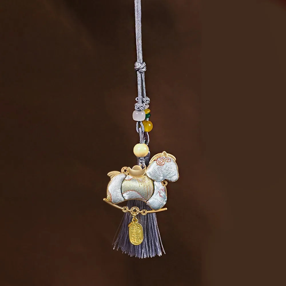 Chinese New Year Horse Embroidered Satin Tassel Pendant