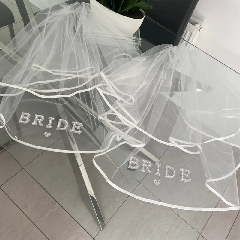 Pearl Heart Bride Veil | Bachelorette & Bridal Shower Gift
