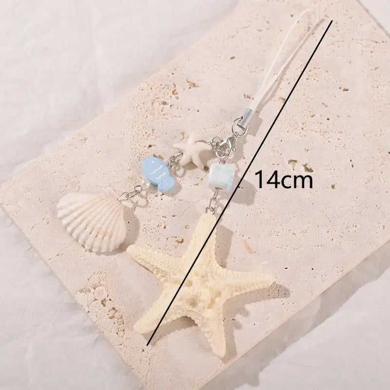 Seashell & Starfish Keychain Charm Set – 2 Pcs Bag Pendant
