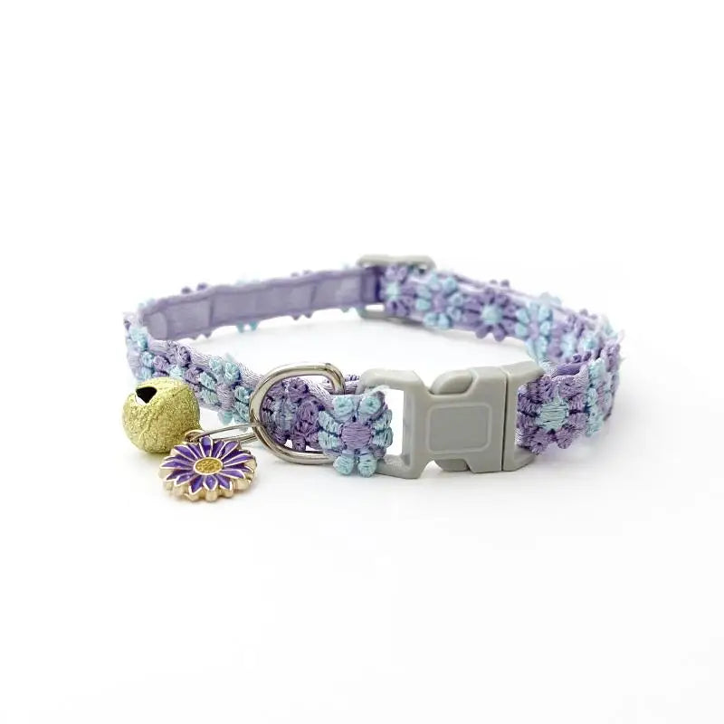 Floral Lace Cat & Puppy Collar with Bell | Adjustable