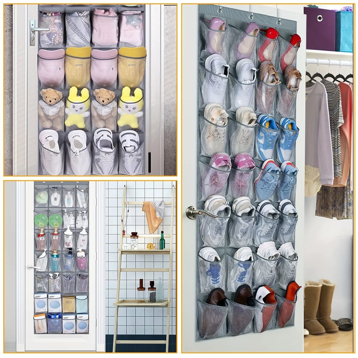 28-Pocket Over-The-Door Hanging Shoe Organizer | Mesh Storage