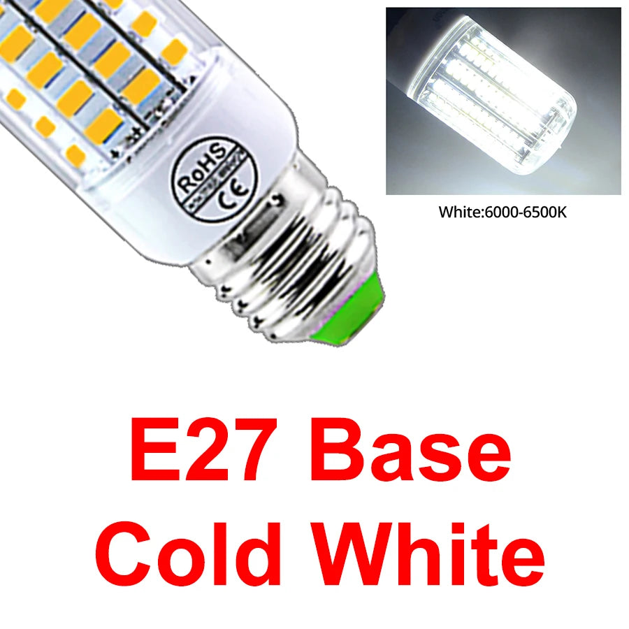 AC 220V E14 E27 LED Corn Bulb 24 36 56 72 LEDs 5730SMD Lampada LED Household Chandelier Spotlight Replacement Halogen Lamp Peaceful Pleasures Health and Wellness E27 Cold White 56 LEDs