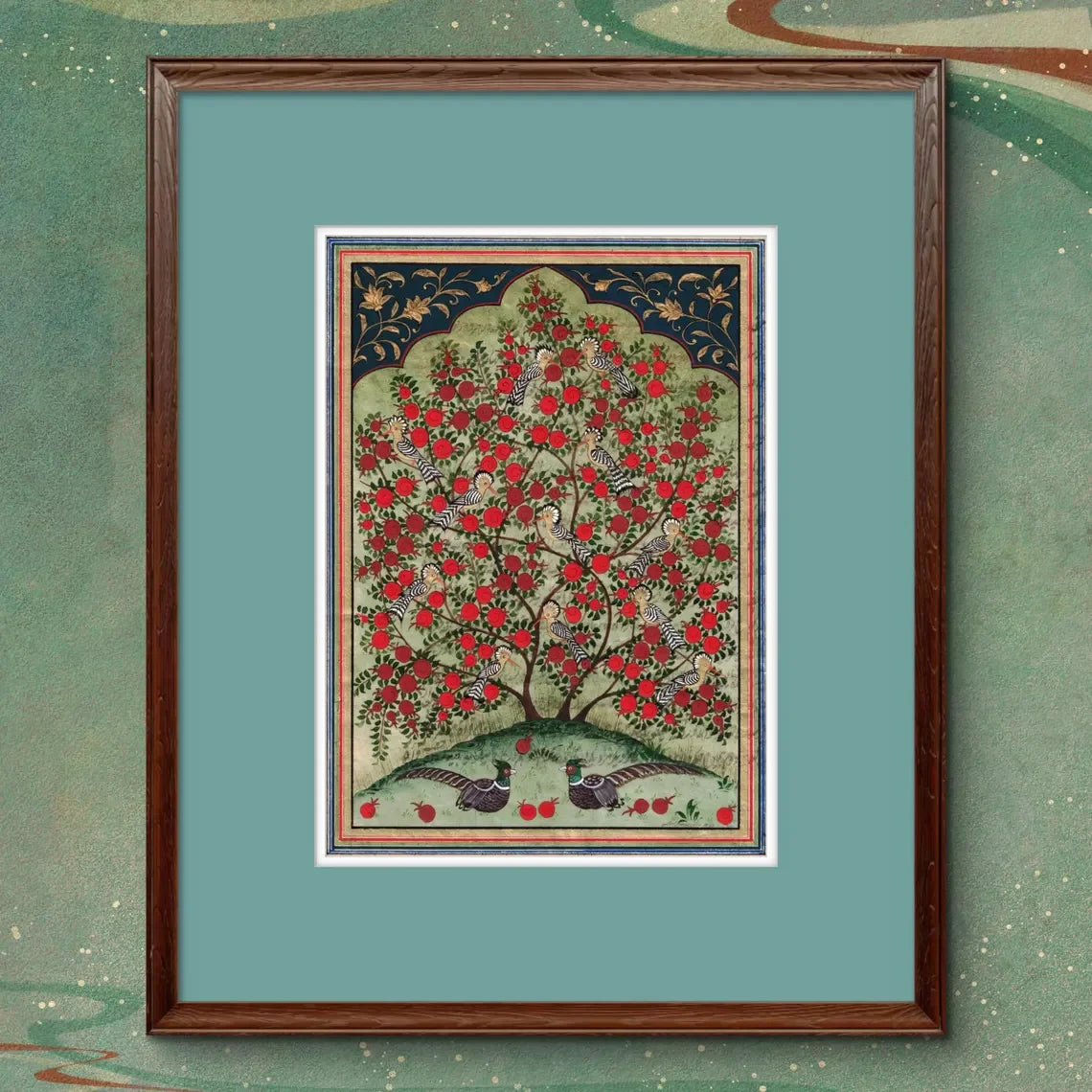 Pomegranate Tree Canvas Wall Art | Botanical Folk Art Print