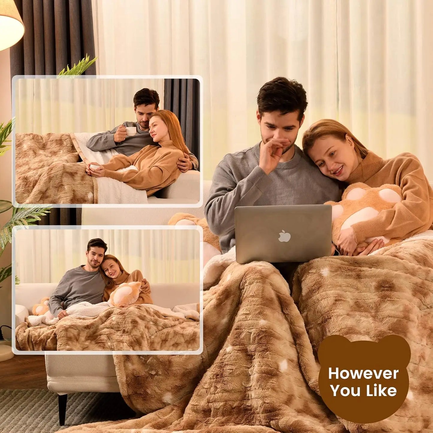 Electric Heated Blanket Twin 62x84" – Faux Fur & Sherpa, ETL Certified Peaceful Pleasures Health and Wellness