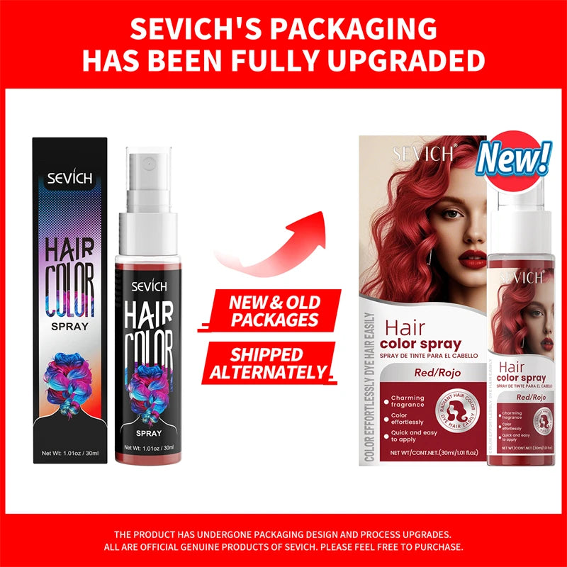 Sevich Hair Color Spray – Temporary Hair & Beard Dye, Long-Lasting, 5 Colors 30ml Peaceful Pleasures Health and Wellness Red