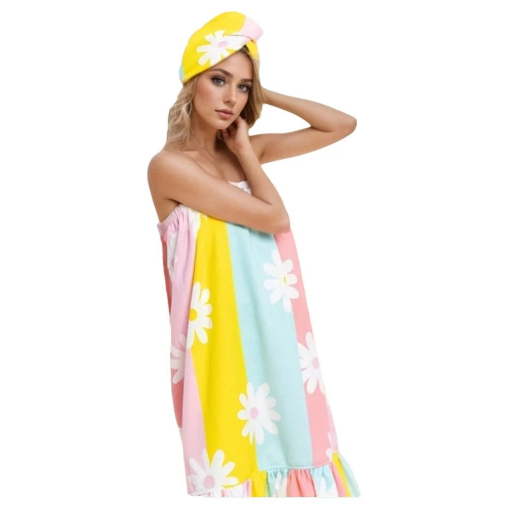Women's Microfiber Bath Skirt & Hair Wrap Set | Spa Towel