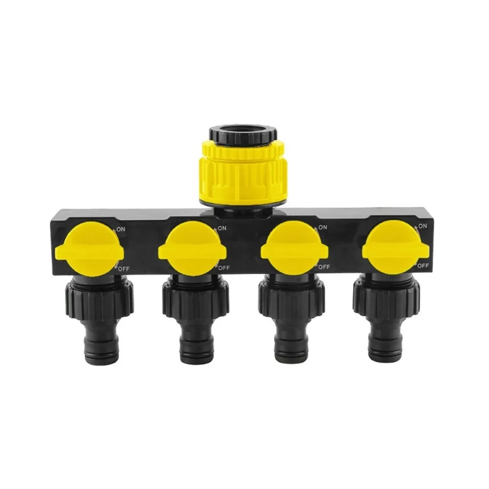 4-Way Independent Garden Hose Splitter With Valve Water Switch Hose Connector Splitter Faucet Connector Home Lawn Irrigation Peaceful Pleasures Health and Wellness Yellow