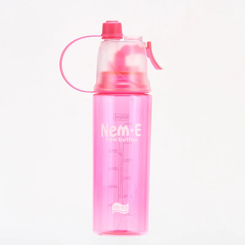 Sports Spray Water Cup Plastic Outdoor Water Bottle Cooling and Replenishing Water Bottle Creative Gift Spray Cup Peaceful Pleasures Health and Wellness Pink