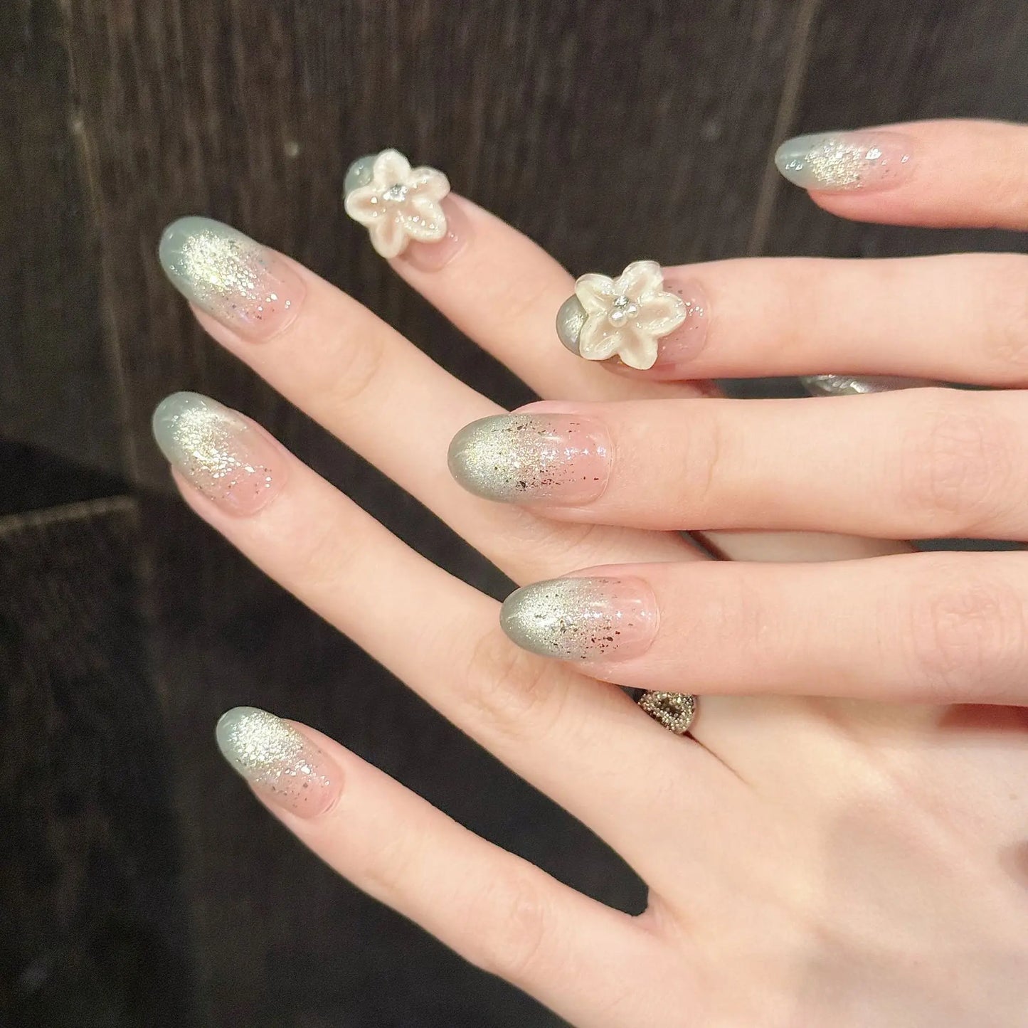 10pcs Handmade French Cat Eye Press on Nails Shiny Yellow Petals Design False Nails Wearable Full Cover Fashion False Nail Tips Peaceful Pleasures Health and Wellness