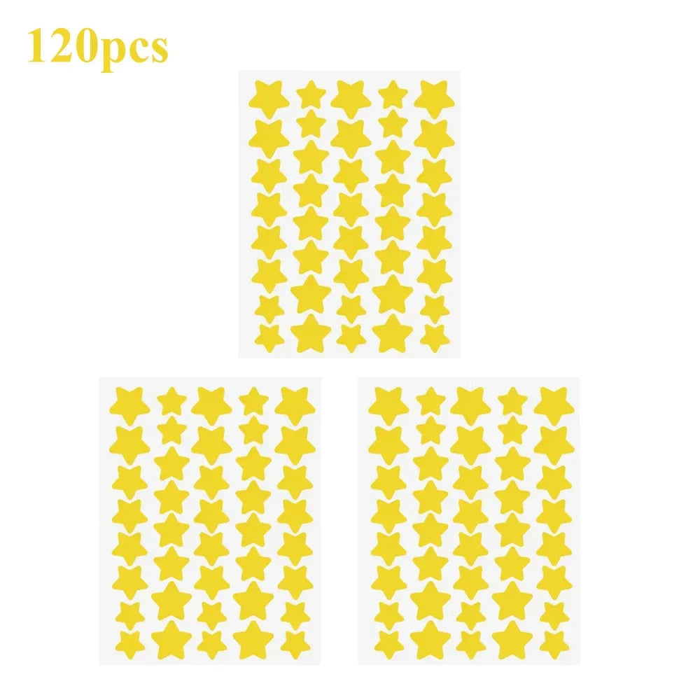 40pcs/120pcs Colorful PE Pimple Patches Cute Star Shaped Pimple Cover Sticker Invisible Pimple Cover Removal Pimple Patch Peaceful Pleasures Health and Wellness Yellow-120pcs