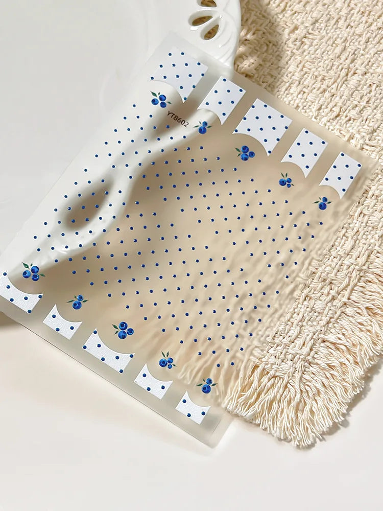 3D Embossed Blueberry Polka Dot Nail Stickers | Fruit Nail Art