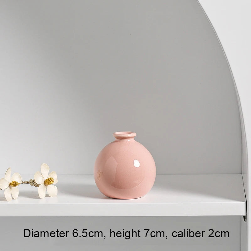 Mini Ceramics Vase Interior Accessories Ceramic Vase Desktop Ornament Flower Arrangement Vase Art Flower Decorative home decor Peaceful Pleasures Health and Wellness Pink China Mainland