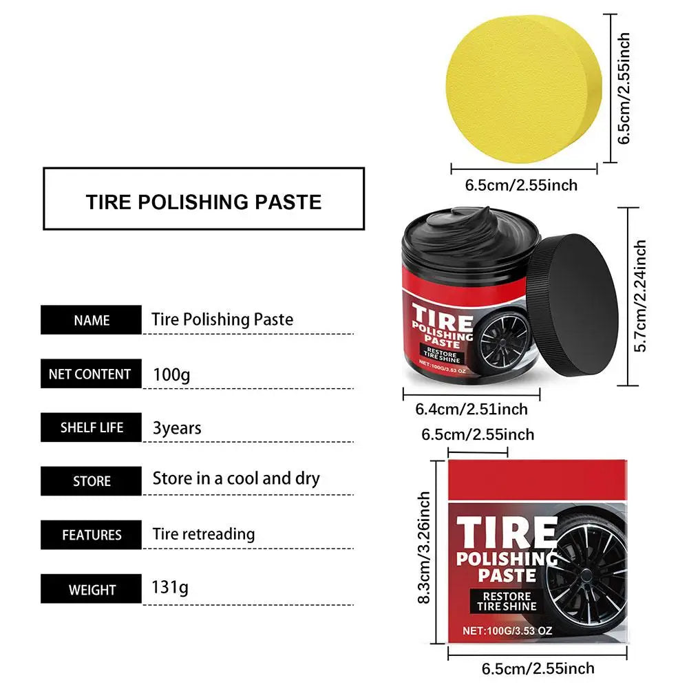 Car Tire Polishing Cream Refurbishing Cream Anti Crack Tire Care Portable Shine Enhancer Waterproof Long Lasting Auto Detailing Peaceful Pleasures Health and Wellness