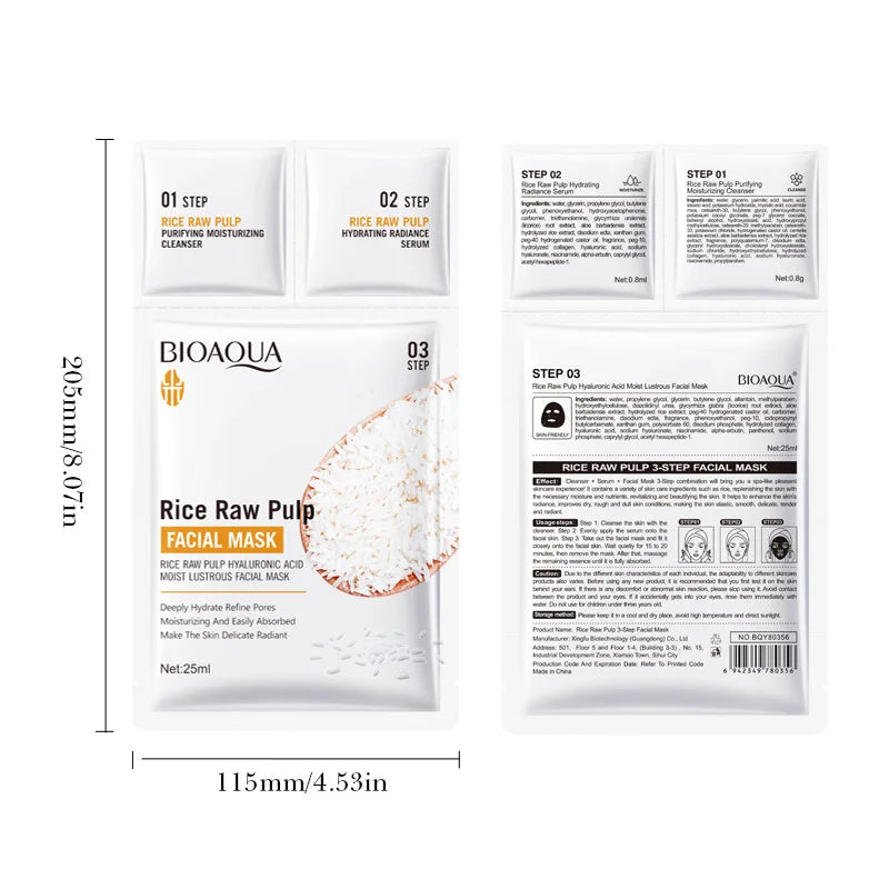 BIOAQUA White Rice Face Mask Set – Moisturizing & Brightening Kit