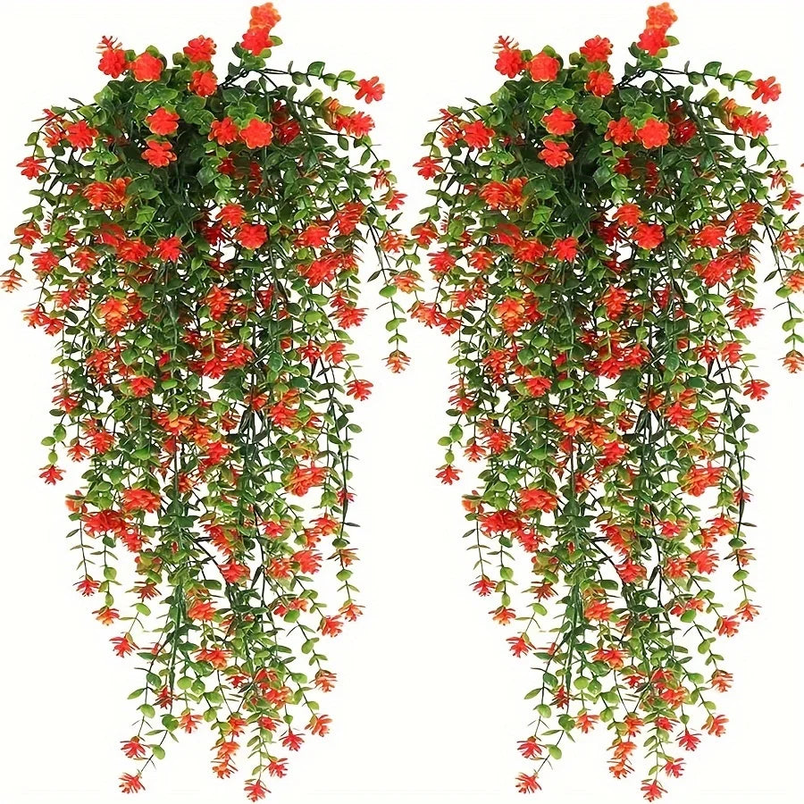 3pcs Artificial Hanging Plants UV Resistant Faux Eucalyptus Vine
