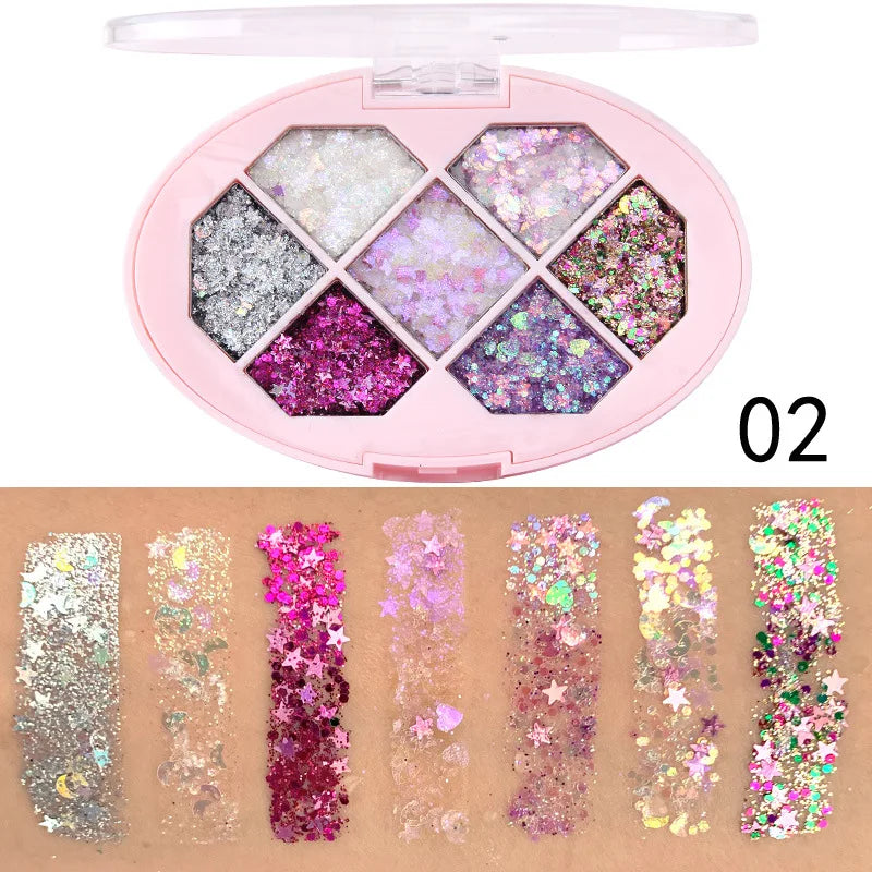 CmaaDu 7-Color Glitter Eyeshadow Palette – Pearl Shimmer Highlighter