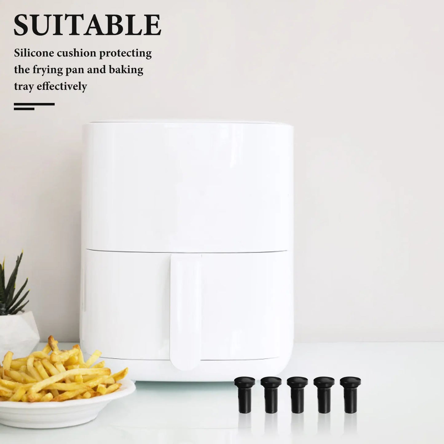 8Pcs Silicone Air Fryer Replacement Bumpers Non-Slip Tray Feet Protectors Heat Resistant Scratch Protection Accessories Peaceful Pleasures Health and Wellness