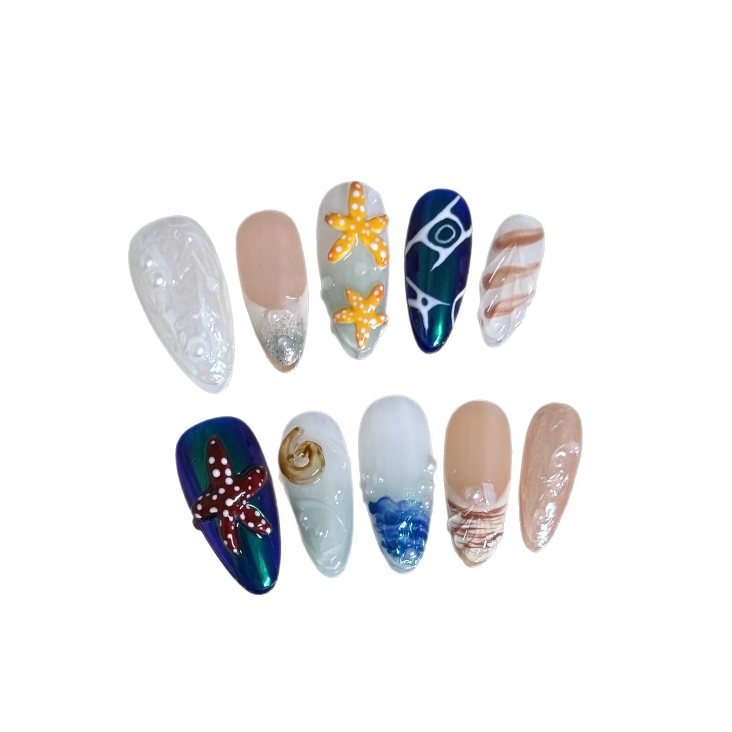 10pcs Handmade y2K Press on Nails Sweet Cool Crocodile pattern Almond Fake Nail Tips Wearable Ins Blush Spice Girls False Nails Peaceful Pleasures Health and Wellness M 1
