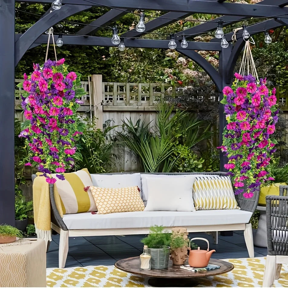 29" Artificial Silk Petunia Hanging Plant | Outdoor Fake Flowers