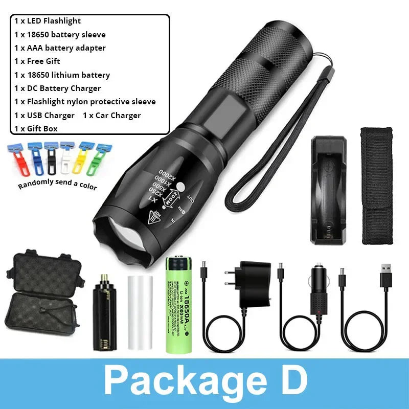 ZHIYU 1200 Lumen Zoomable LED Flashlight – 5 Modes, Waterproof