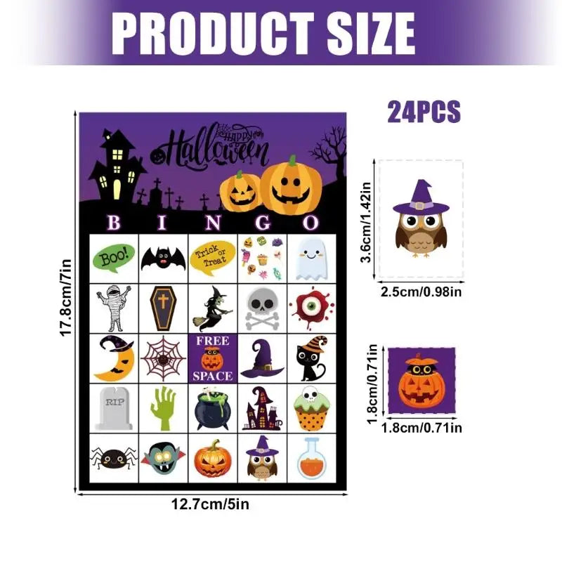 Halloween Bingo Game Set for 24 Players – Reusable Party Cards