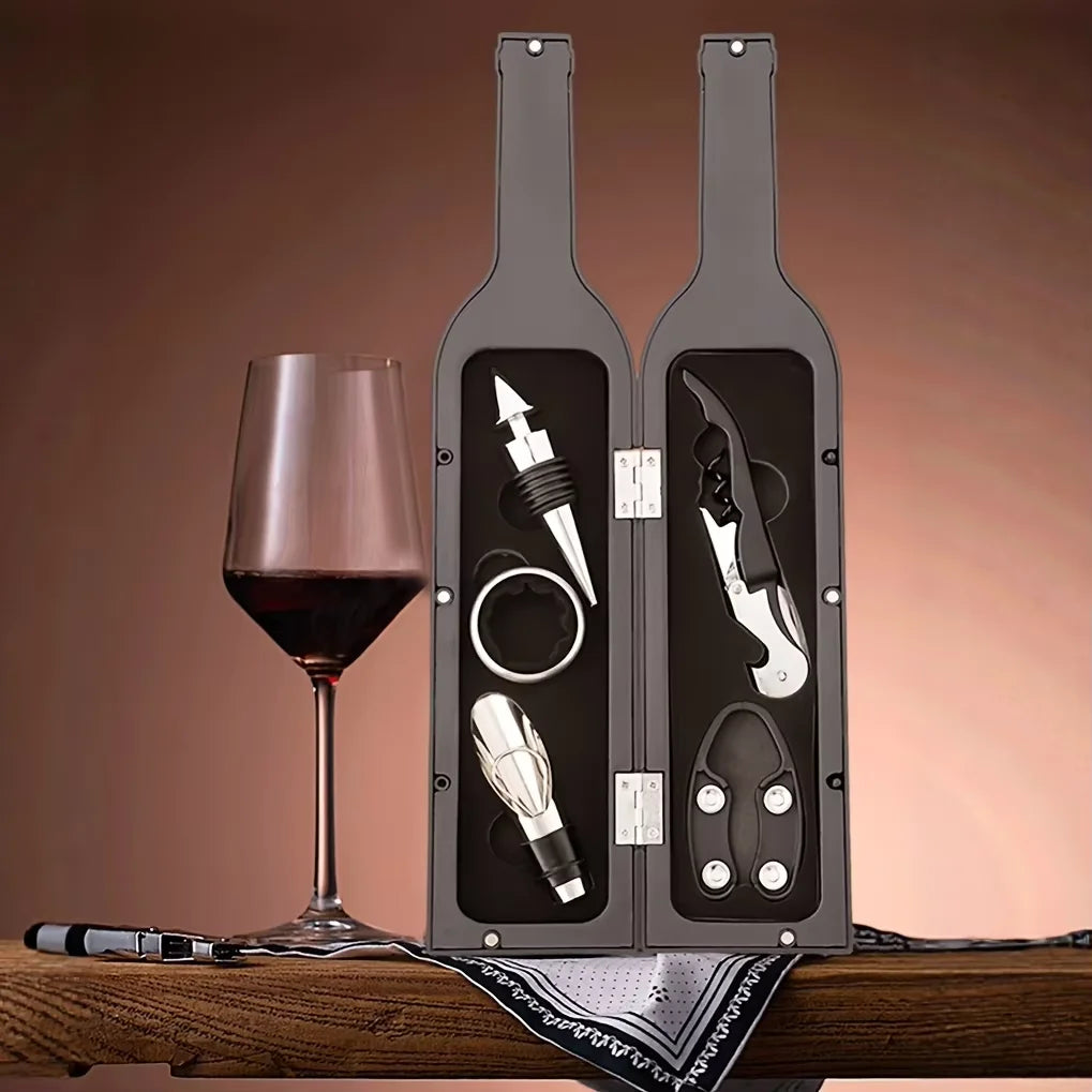 Premium Wine Tool Kit - 5-Piece Set with Corkscrew & Accessories, Perfect for Gifts, Travel & Home Bars home bar bartender set Peaceful Pleasures Health and Wellness 1set