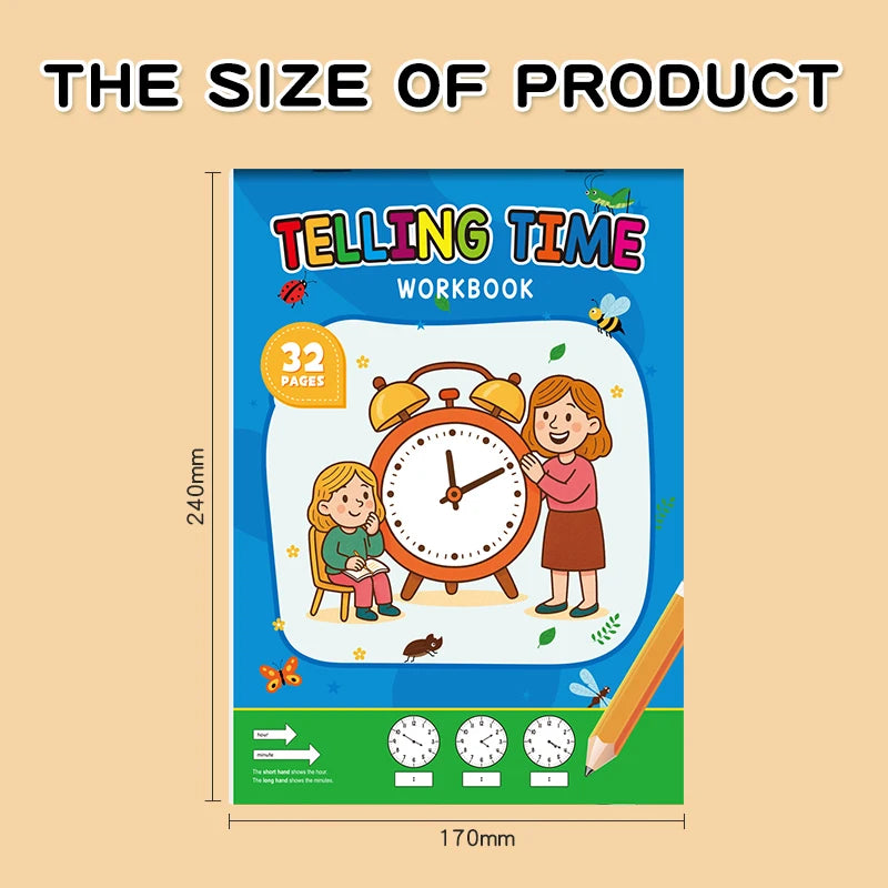 32 Page Telling Time Exercise Cognition Book Interactive Game About