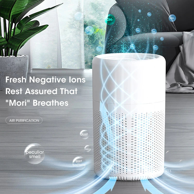Mini Portable HEPA Air Purifier Negative Ion Odor Removal Low Noise for Car Home Desktop Travel Essential Peaceful Pleasures Health and Wellness