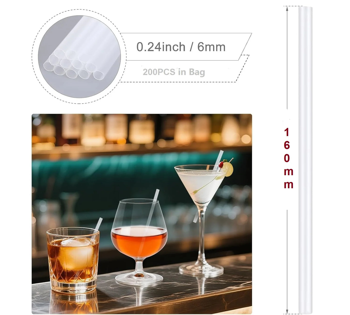 Stirrer Straws Individually Wrapped Disposable Plastic Drinking Sip Stir Sticks for Cocktails and Coffee BPA-Free Disposable Peaceful Pleasures Health and Wellness 16cm 5Bags