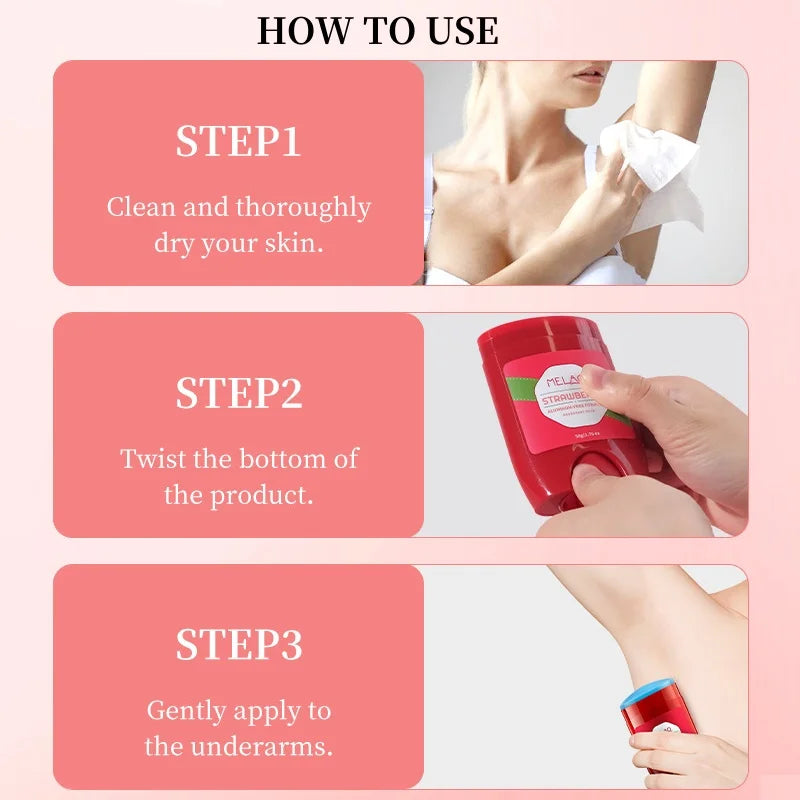 Strawberry Deodorant Stick 50g – Aluminum-Free 72-Hour Freshness