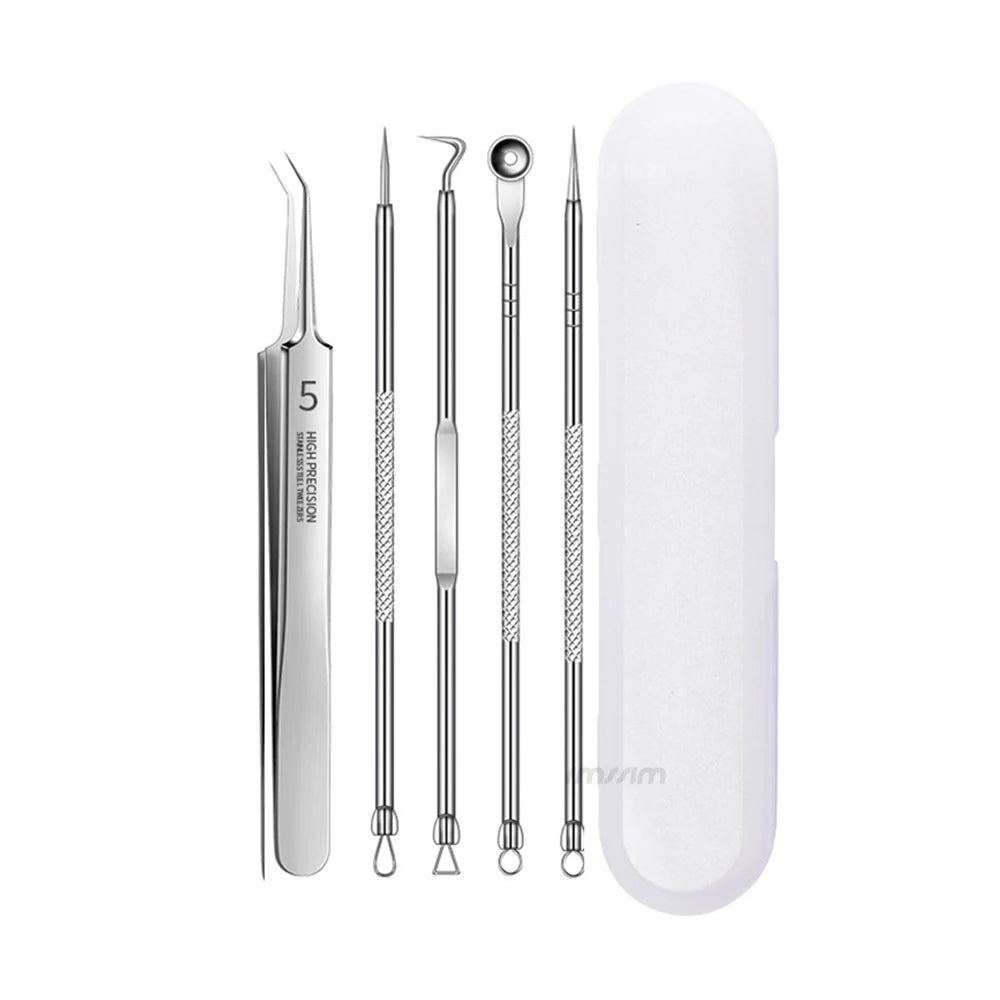German Ultra-fine No. 5 Cell Pimples Blackhead Clip Tweezers Beauty Salon Scraping Closing Special Artifact Acne Needle Tools Peaceful Pleasures Health and Wellness B 5Pcs