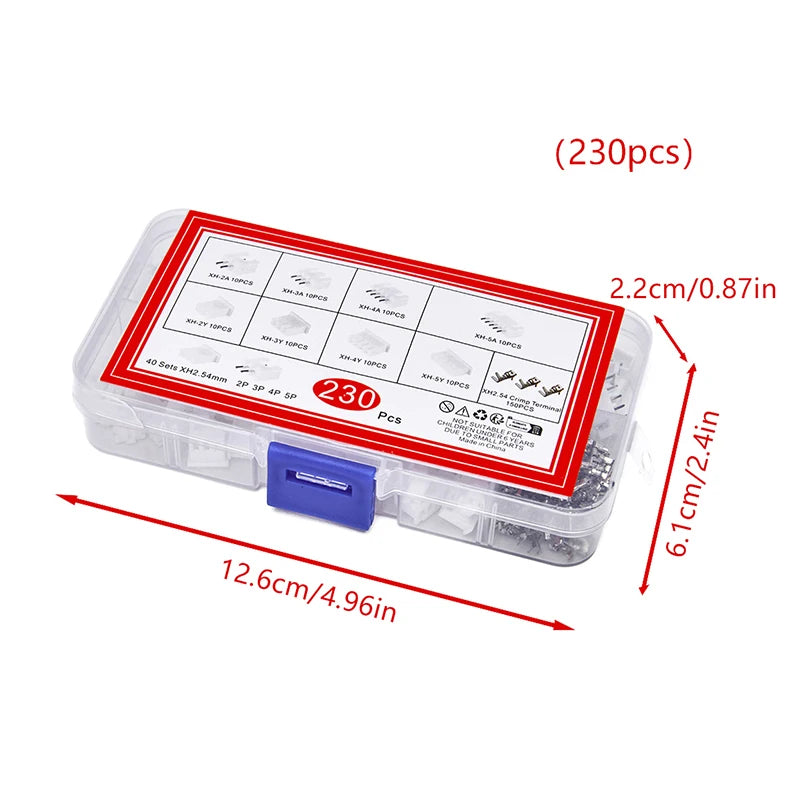 New 230Pcs XH2.54 PH2.0 2p 3p 4p 5 Pin 2.54mm 2.0mm Pitch Terminal Kit JST Connector Wire Connectors Adaptor Box Packing Peaceful Pleasures Health and Wellness