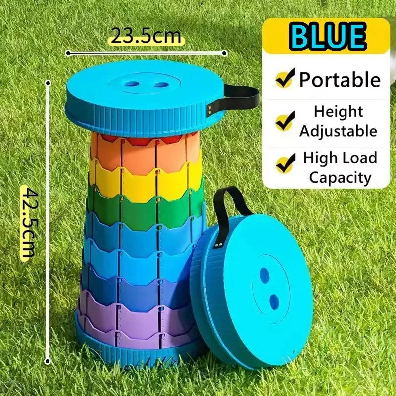 2026 Rainbow Folding Stool Adjustable Height PP Material Portable