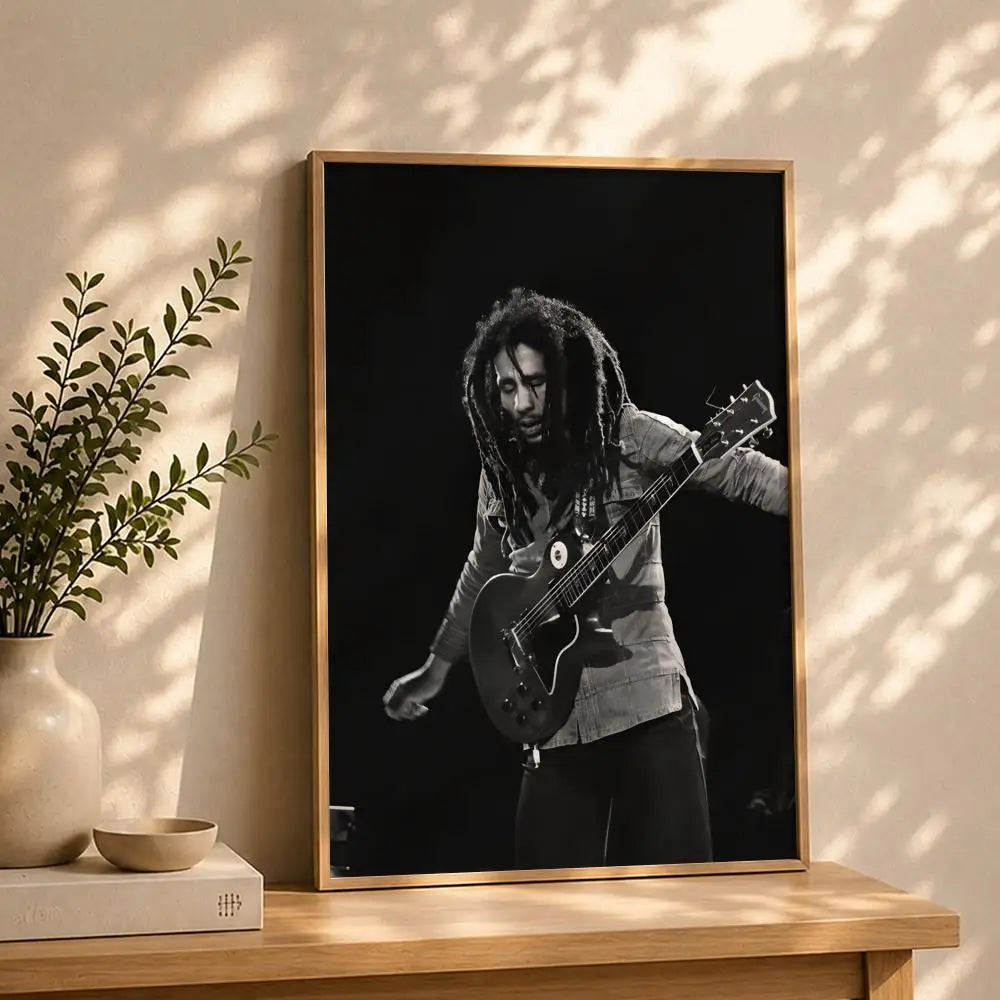 Bob Marley HD Self-Adhesive Waterproof Wall Poster | Home & Dorm Wall Art Poster Peaceful Pleasures Health and Wellness White9 50X70cmNoframe