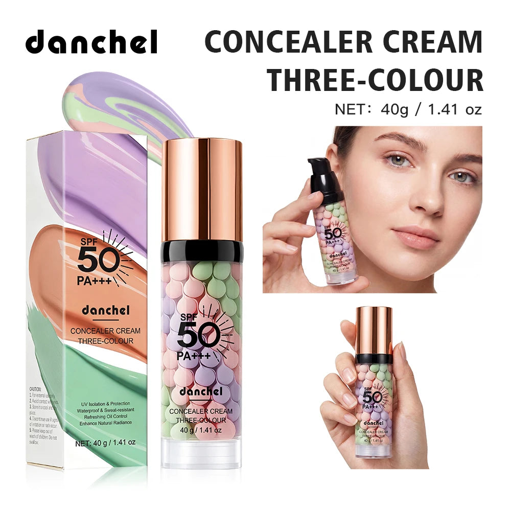 3 Colors Color Correcting Isolation Primer Moisturizing Concealer Base Cream Invisible Pores Brightening Long Lasting Makeup Fou Peaceful Pleasures Health and Wellness 1pc