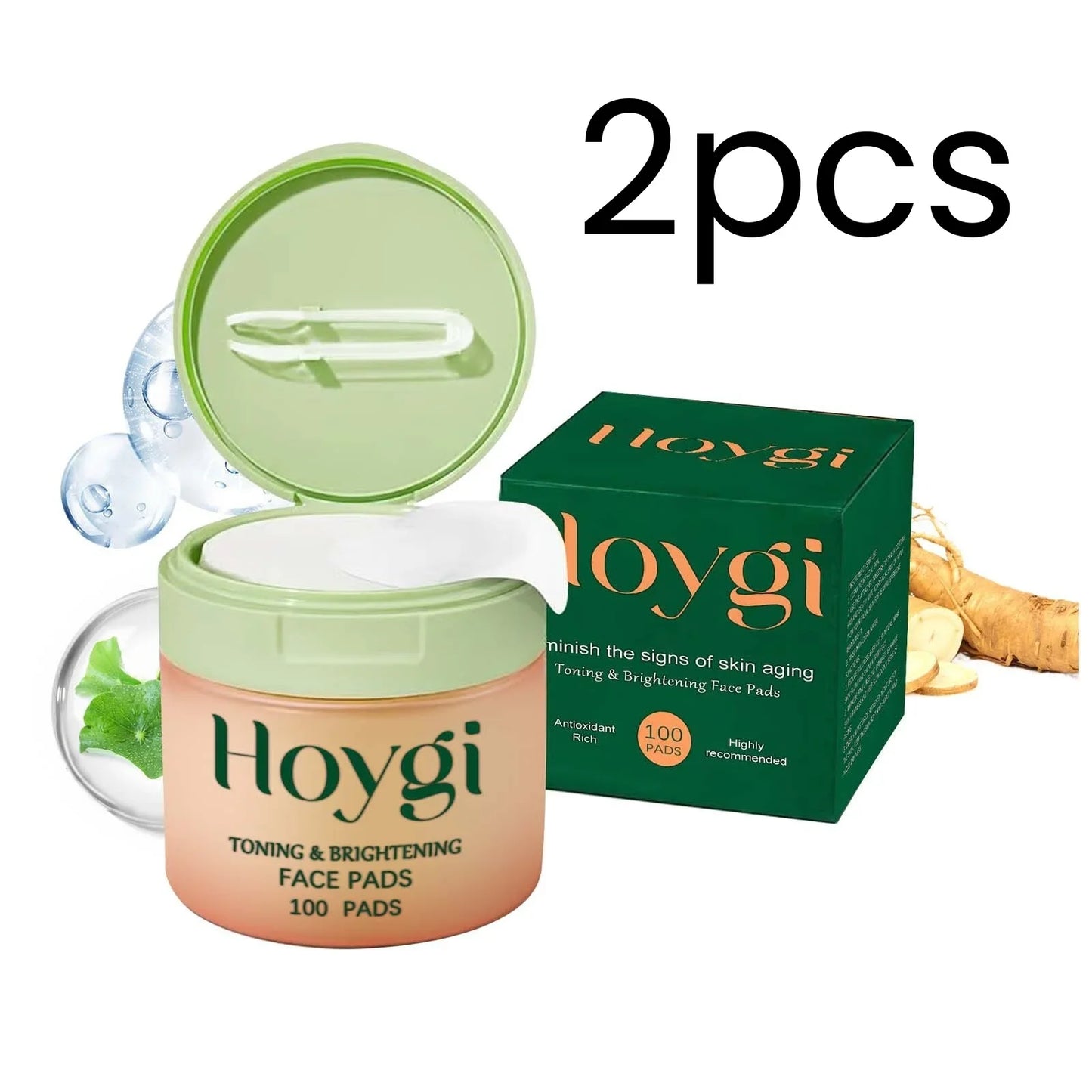 Hoygi Brightening Face Toner Pads 100ct – Hydrate & Even Skin