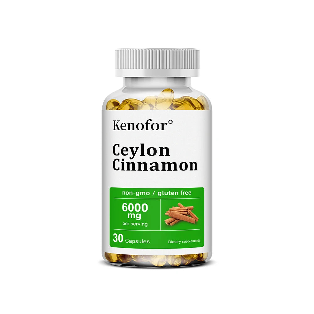 Ceylon Cinnamon Supplement 6000mg - Energy & Heart Health Support, Antioxidant, Non-GMO & Gluten Free - 30/60/120 Capsules Peaceful Pleasures Health and Wellness 30 count-1 bottle