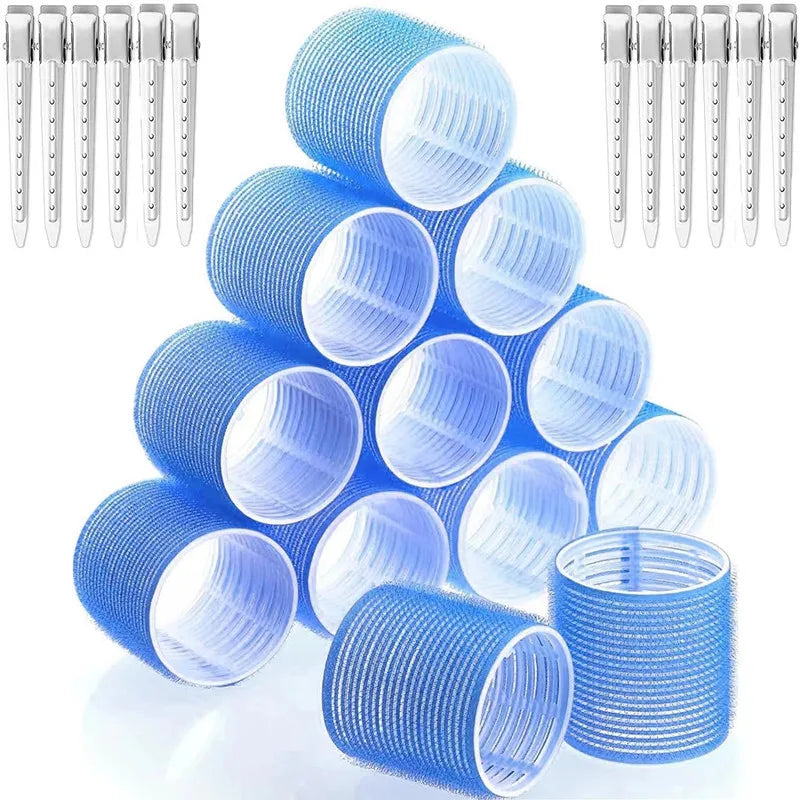 Hair Rollers Self Grip Hook Hair Curlers Heatless Roller Salon Dressing Curlers Jumbo Size Sticky Hair Styling Tools Peaceful Pleasures Health and Wellness 12pcs with 12clips 3