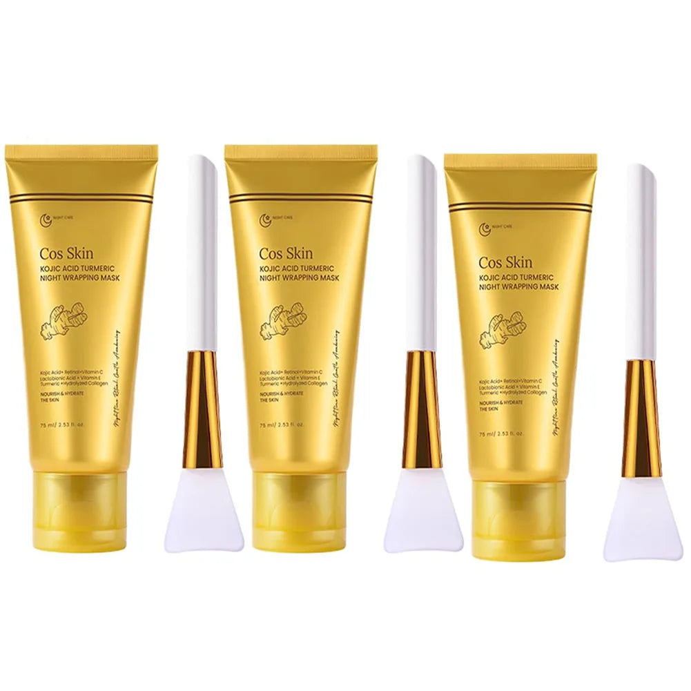 Kojic Acid Turmeric Wrapping Peel Off Mask Nourishes Hydrolyzed Collagen Glowing Skin Skin Firmness Women Skincare Peaceful Pleasures Health and Wellness 3PCS