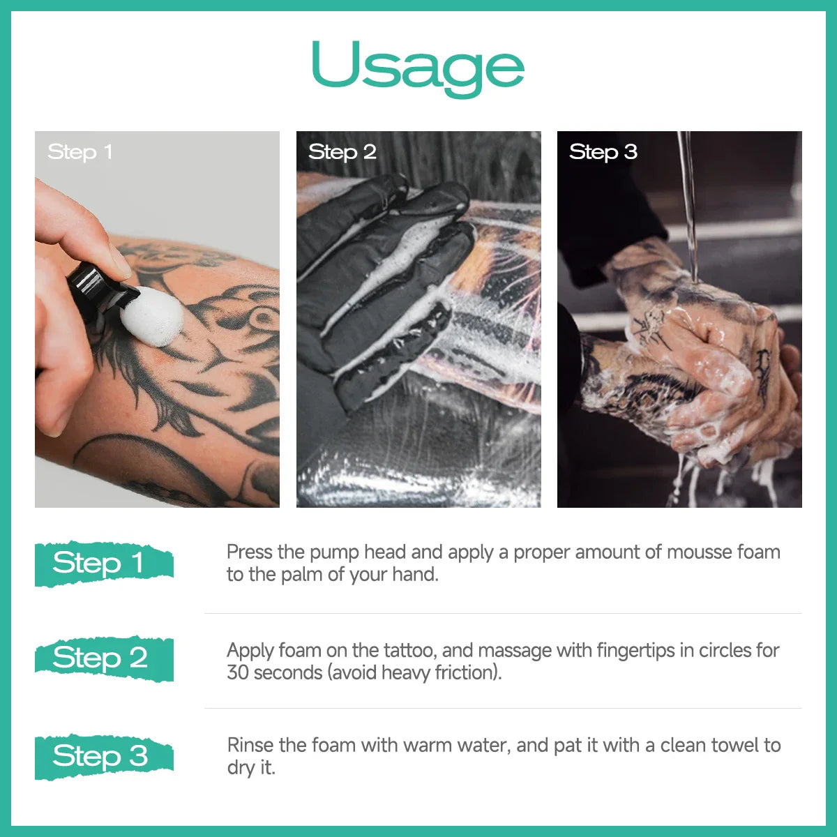 Tattoo Foaming Soap – Moisturizing Cleanser for New & Old Tattoos