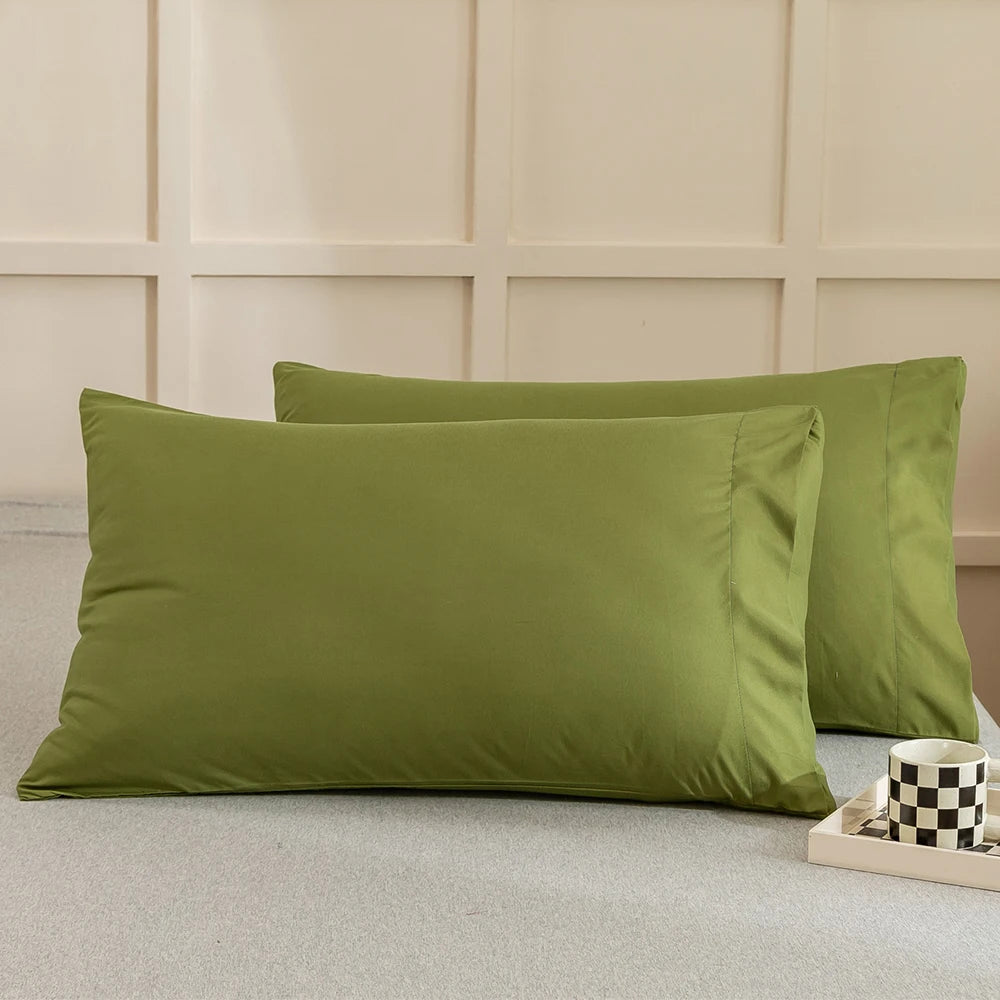 Battilo 2pcs Solid Envelope Pillowcases Queen King Size Pillowcover Soft&Breathab Microfiber Cushion Cover For Bed Hotel Bedding Peaceful Pleasures Health and Wellness Green Queen20x30inch