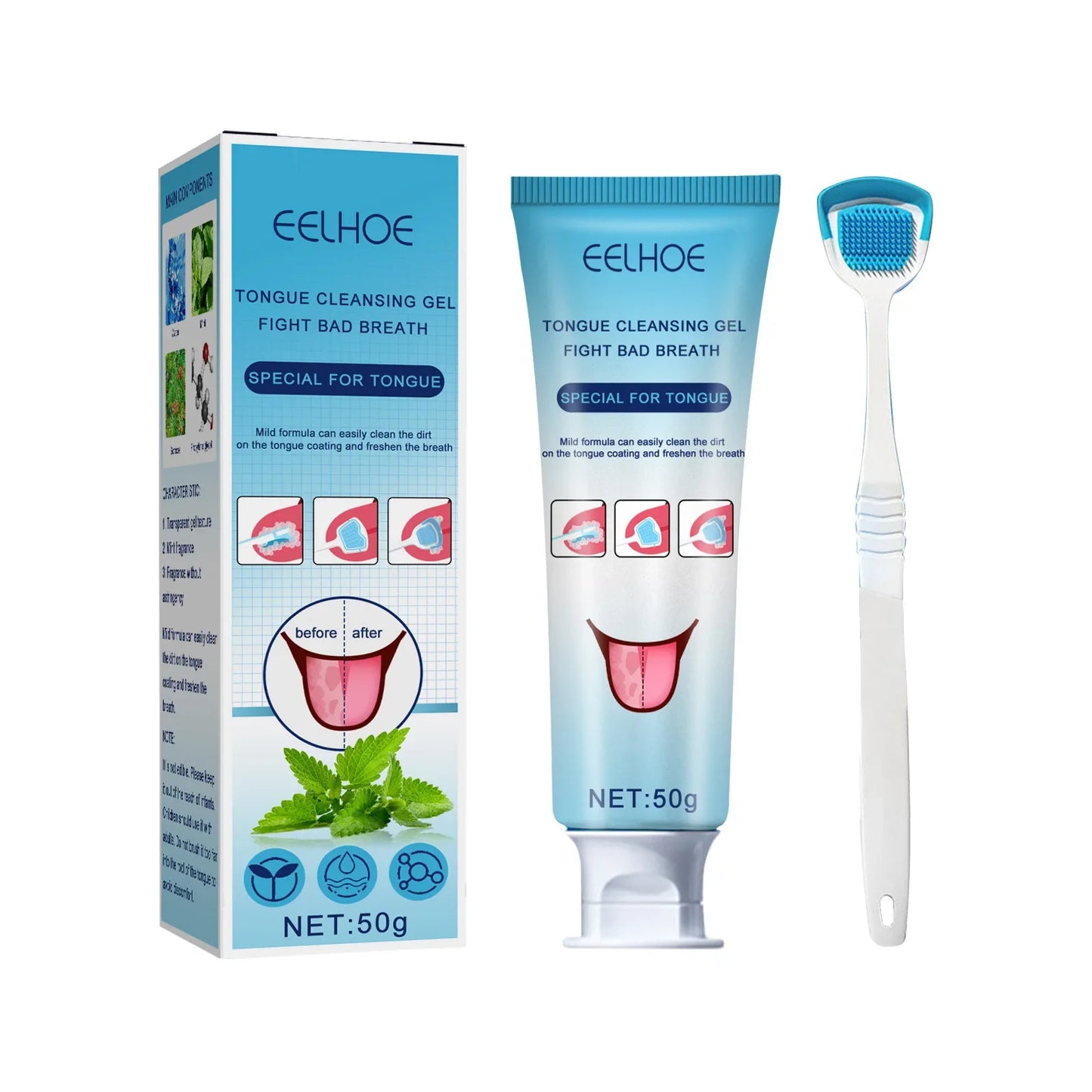 EELHOE Tongue Cleaning Gel & Brush Kit | Fresh Breath Oral Care
