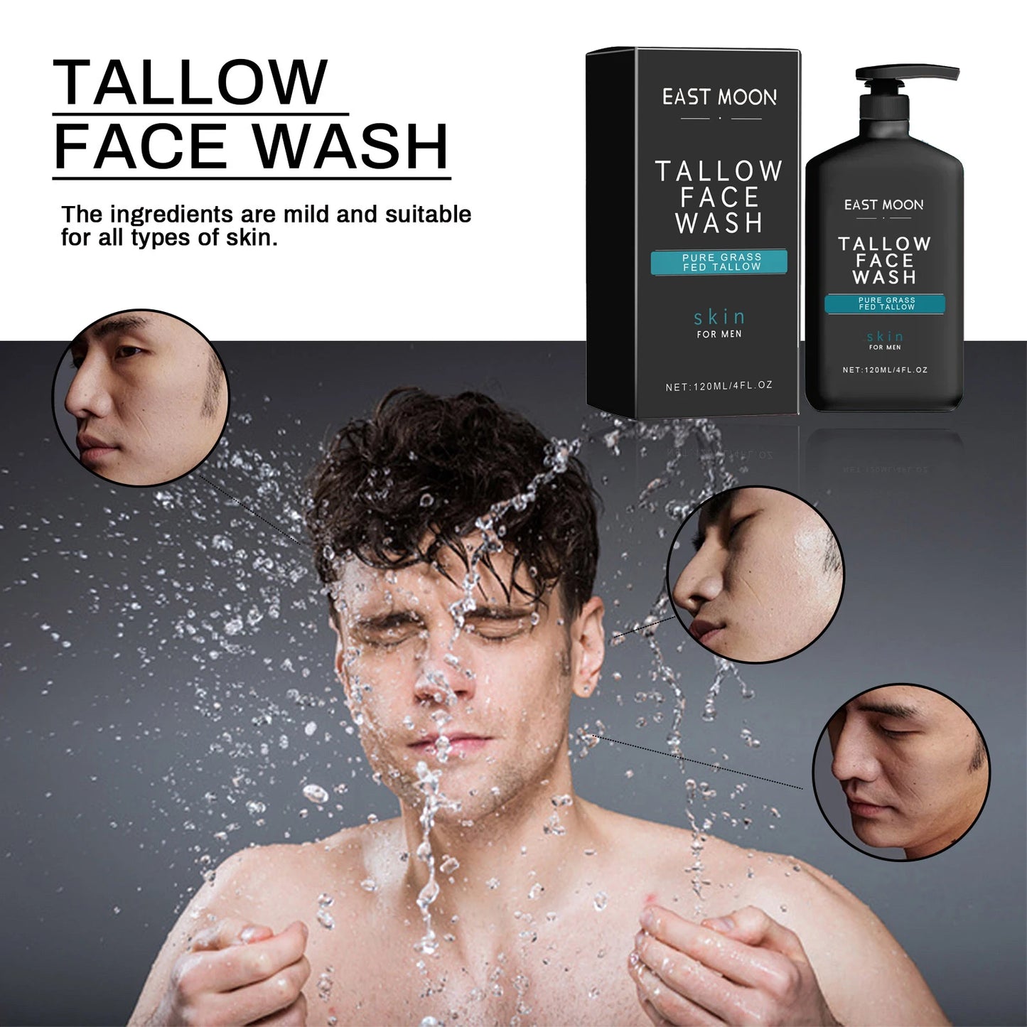 East Moon Men's Facial Cleanser – Acne, Blackhead & Oil Control