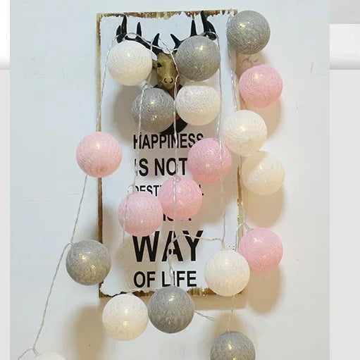 20 LED Cotton Ball String Lights – Fairy Garland Home & Garden