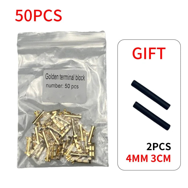 U-Type Brass Crimp Terminals 50/100/200pcs – AWG 24-16 Block Connector