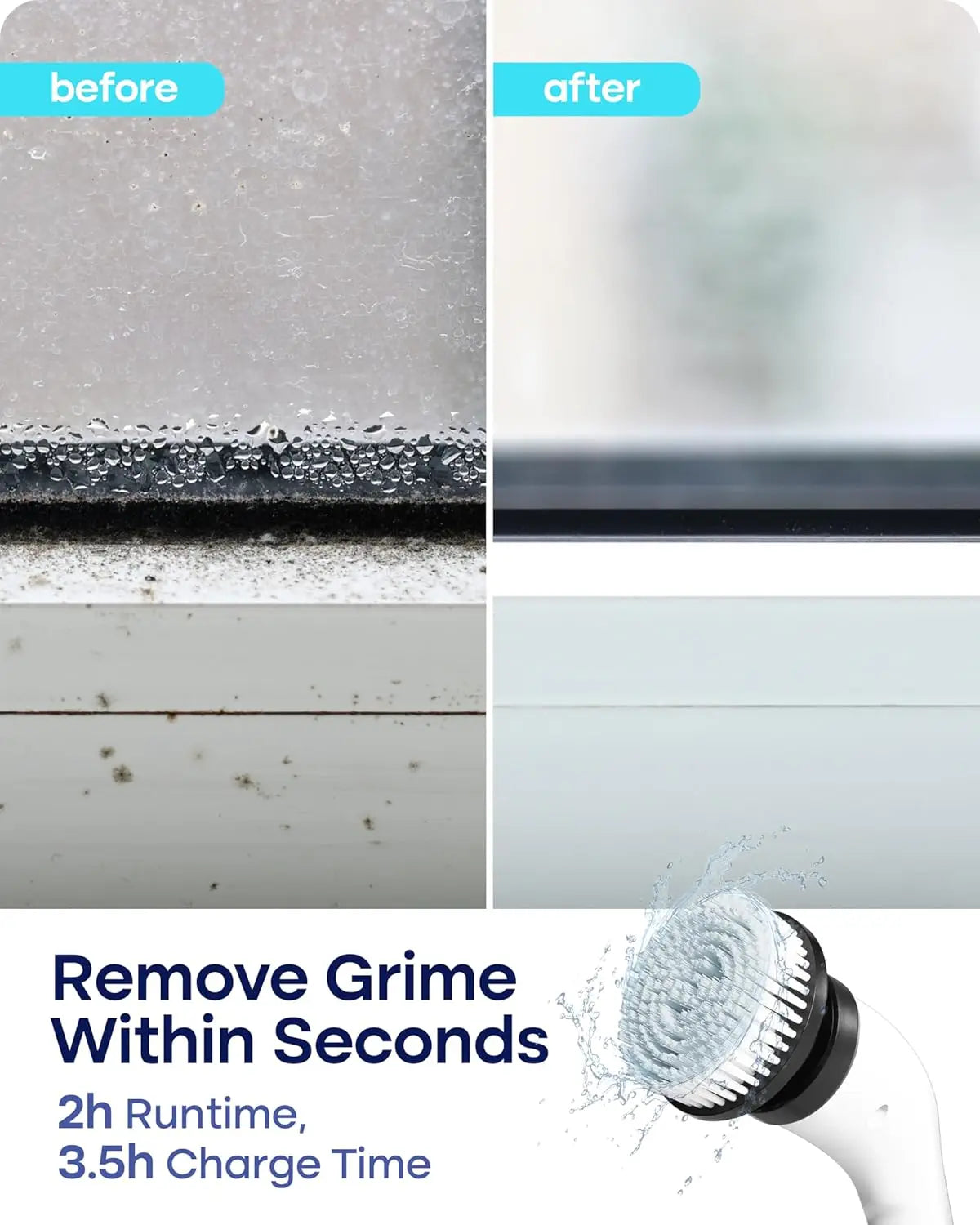 Before and after comparison of a cleaning product's effectiveness on a surface.
