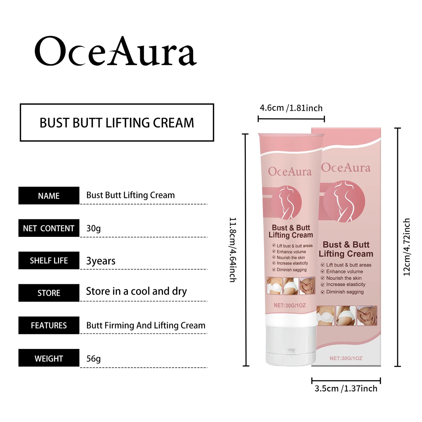 OceAura Bust & Hip Firming Cream | Moisturizing Body Nourisher